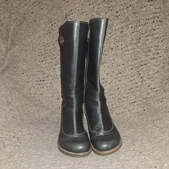 EL NATURALISTA-Black Leather-Side Zip-Calf High-Sz 38-HTF-Excellent - Picture 3 of 7